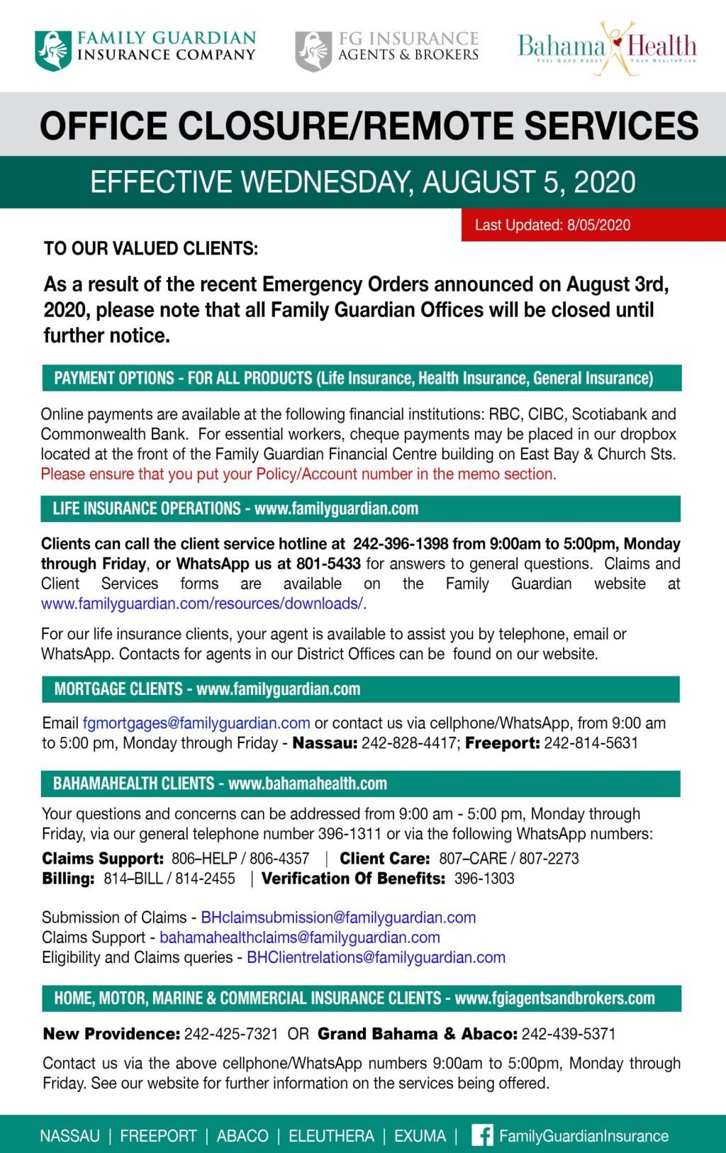 Insurance Closures Covid-19 News - Family Guardian